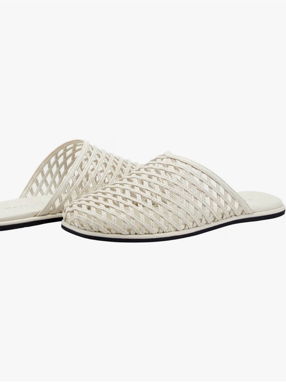 MARC FISHER “LYNZI” MULE | Woven Leather Slide Slip-On - Cream